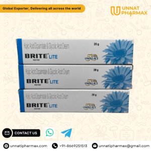 Brite Lite Cream with Kojic and Glycolic Acid for skin brightening bulk export worldwide by unnati pharmax