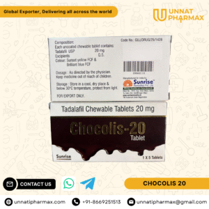 Chocolis 20 Tadalafil 20mg Chewable Tablet by Sunrise Remedies – Unnati Pharmax