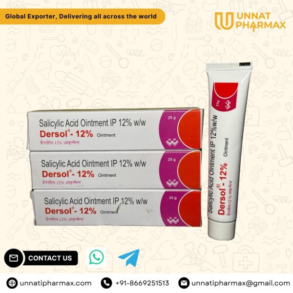 Dersol 12% Salicylic Acid Ointment – Psoriasis & Wart Treatment for Export by unnati pharmax