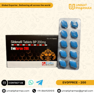 Evoforce 200 mg Tablet Front View Evoforce 200 mg Tadalafil Tablets Packaging Evoforce 200 mg for Erectile Dysfunction Evoforce 200 mg Online at Unnati Pharmax Tadalafil 200 mg Evoforce Tablets