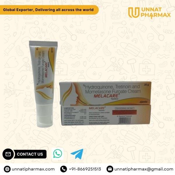 Melacare Cream – Hydroquinone, Tretinoin & Mometasone Furoate for Pigmentation, Melasma & Dark Spots (25g) By unnatipharmax