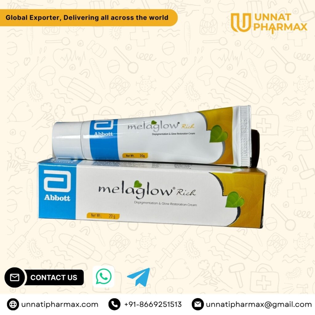 Melaglow Rich Cream – Advanced Skin Brightening with Kojic Acid, Niacinamide & Vitamin C (20g) by unnatipharmax