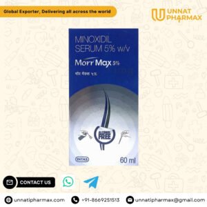 Morr Max 5% is a clinically proven Minoxidil topical solution designed to treat hair loss and stimulate hair regrowth in men and women. It works by increasing blood flow to hair follicles, strengthening roots, and promoting thicker, healthier hair.