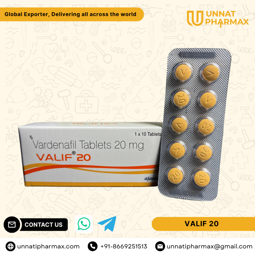 Valif 20mg Tablet with Vardenafil for Erectile Dysfunction – Unnati Pharmax
