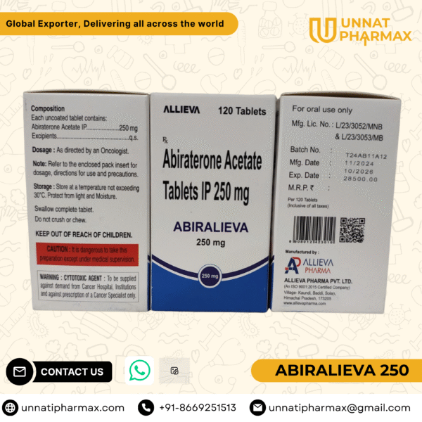 Abiralieva Abiraterone Acetate 250mg tablets for prostate cancer treatment – generic Zytiga alternative