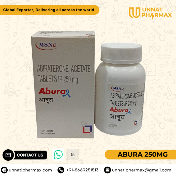 Abura 250mg Abiraterone Acetate Tablets for prostate cancer treatment.