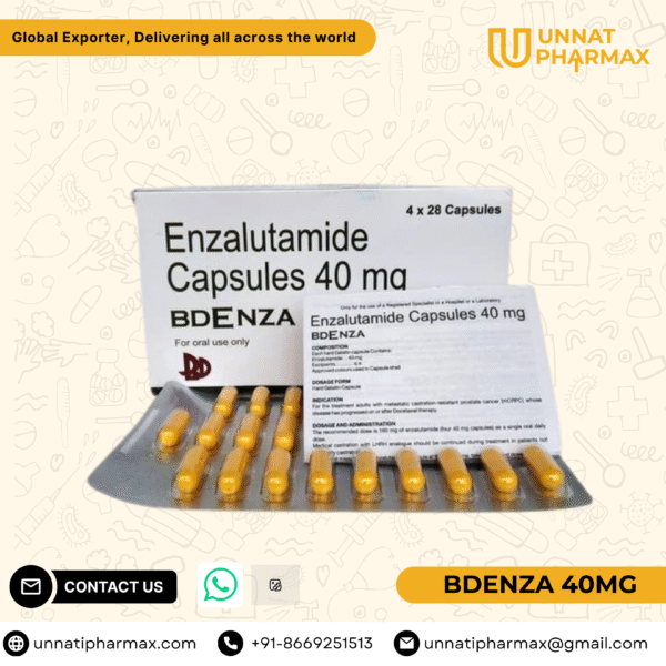 Bdenza 40mg Enzalutamide Capsules for prostate cancer treatment.