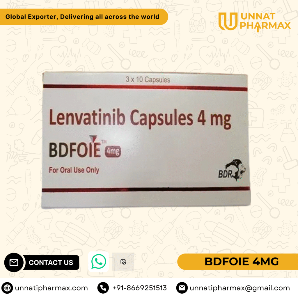 Bdfoie 4mg Lenvatinib Capsules for thyroid, kidney, liver, and endometrial cancers.