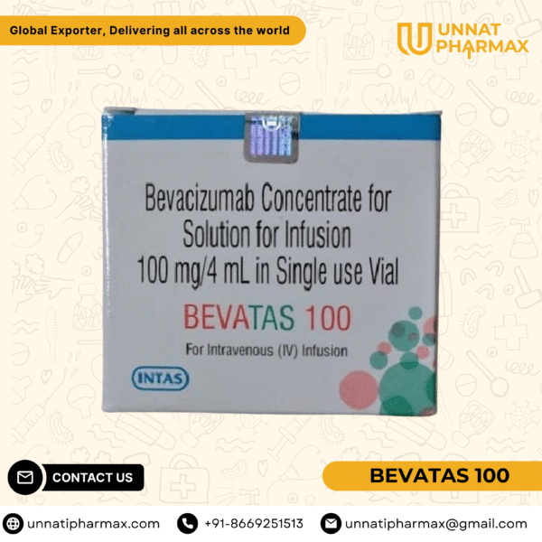 Bevatas 100 Bevacizumab Injection for the treatment of various cancers.