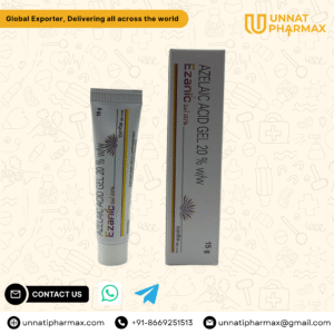 Ezanic Azelaic Acid 20% Gel tube packaging displayed on a clean background.
