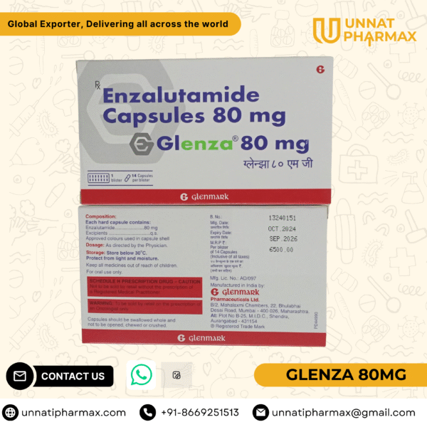 Glenza 80mg Enzalutamide Capsules for prostate cancer.