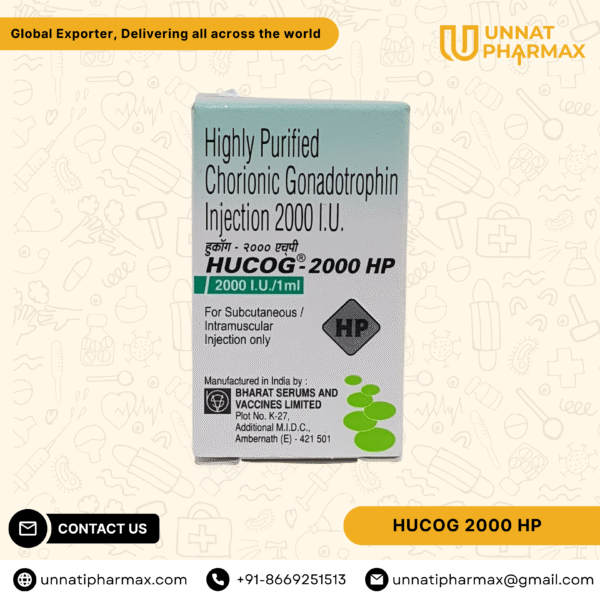 Hucog-2000 HP Chorionic Gonadotrophin Injection used for treating female and male infertility.