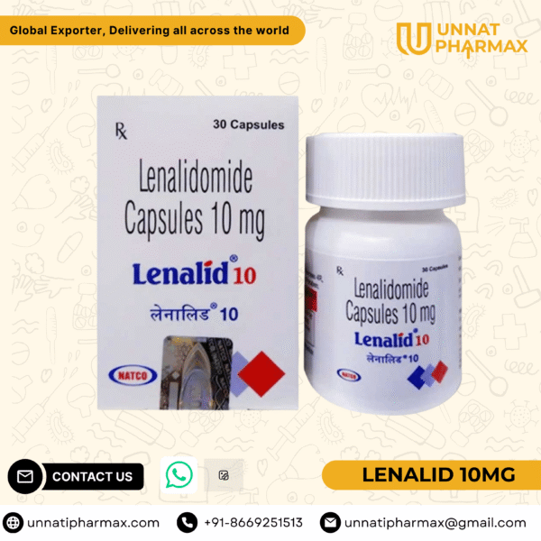 Lenalid 10mg Lenalidomide Capsules for multiple myeloma and blood disorders.