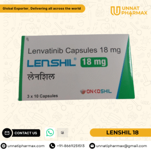 Lenshil 18mg Lenvatinib Capsules for thyroid, kidney, liver, and endometrial cancers.