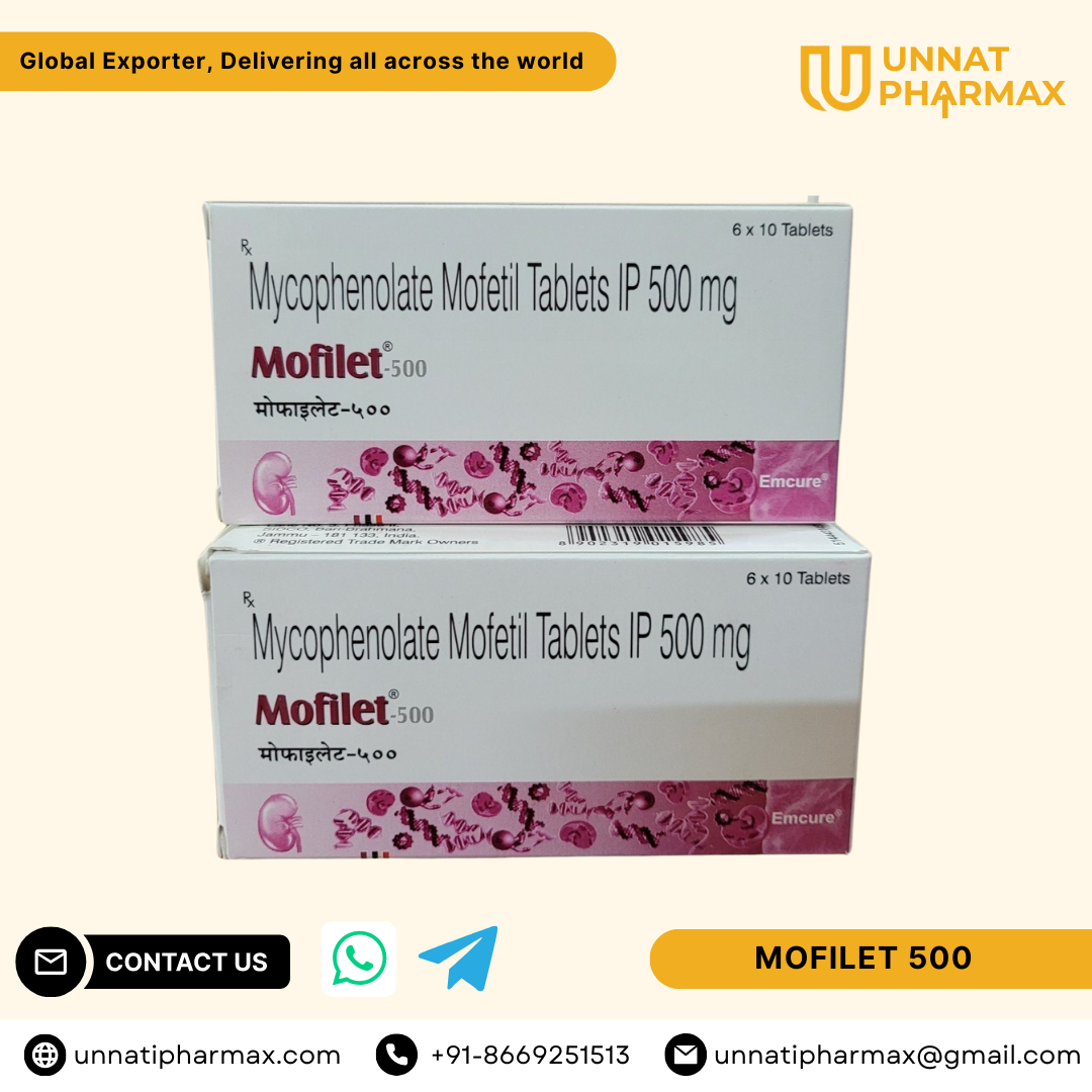 Mofilet 500 (Mycophenolate Mofetil) – Immunosuppressant Tablet for Organ Transplant Patients – Unnati Pharmax Mofilet 500 Tablet – Mycophenolate Mofetil 500mg Immunosuppressant – Unnati Pharmax