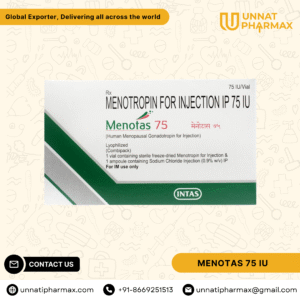 Menotas 75 IU Menotrophin For Injection for female infertility, male hypogonadism, and male infertility.