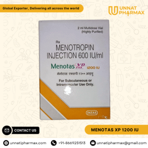 Menotas XP 1200 IU Menotrophin Injection for female infertility, male hypogonadism, and male infertility.