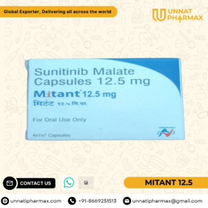 Mitanat 12.5mg Sunitinib capsules for kidney cancer, GIST, and pancreatic neuroendocrine tumors.