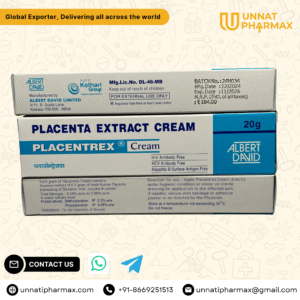 Placentrex Placenta Extract Cream tube packaging displayed on a clean background.