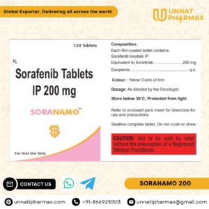 Soranamo Tablet – Sorafenib 200mg – Liver, Kidney & Thyroid Cancer Medicine – Unnati Pharmax