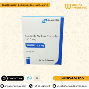 Sunisam 12.5mg Sunitinib capsules for kidney cancer, GIST, and pancreatic neuroendocrine tumors.