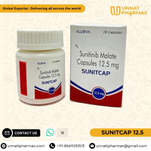 Sunitcap 12.5mg Sunitinib capsules for kidney cancer, GIST, and pancreatic neuroendocrine tumors.