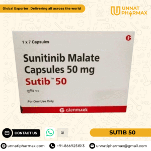 Sutib 50mg Sunitinib capsules for kidney cancer, GIST, and pancreatic neuroendocrine tumors.