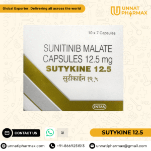Sutykine 12.5mg Sunitinib capsules for kidney cancer, GIST, and pancreatic neuroendocrine tumors.