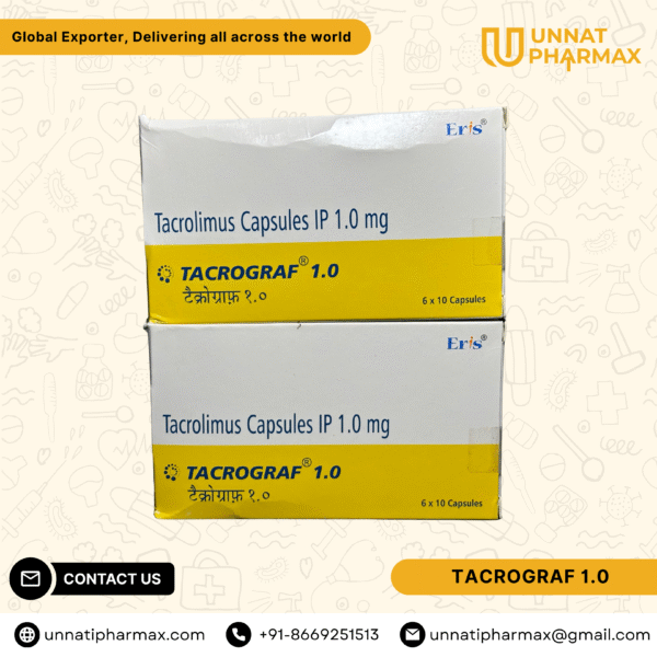 Tacrograf 1.0 mg Tacrolimus Capsules for the prevention of organ transplant rejection.