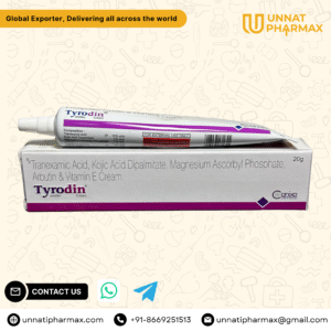 Tyrodin Cream tube packaging displayed on a clean background.