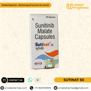 Sutinat 50mg Sunitinib capsules for kidney cancer, GIST, and pancreatic neuroendocrine tumors.
