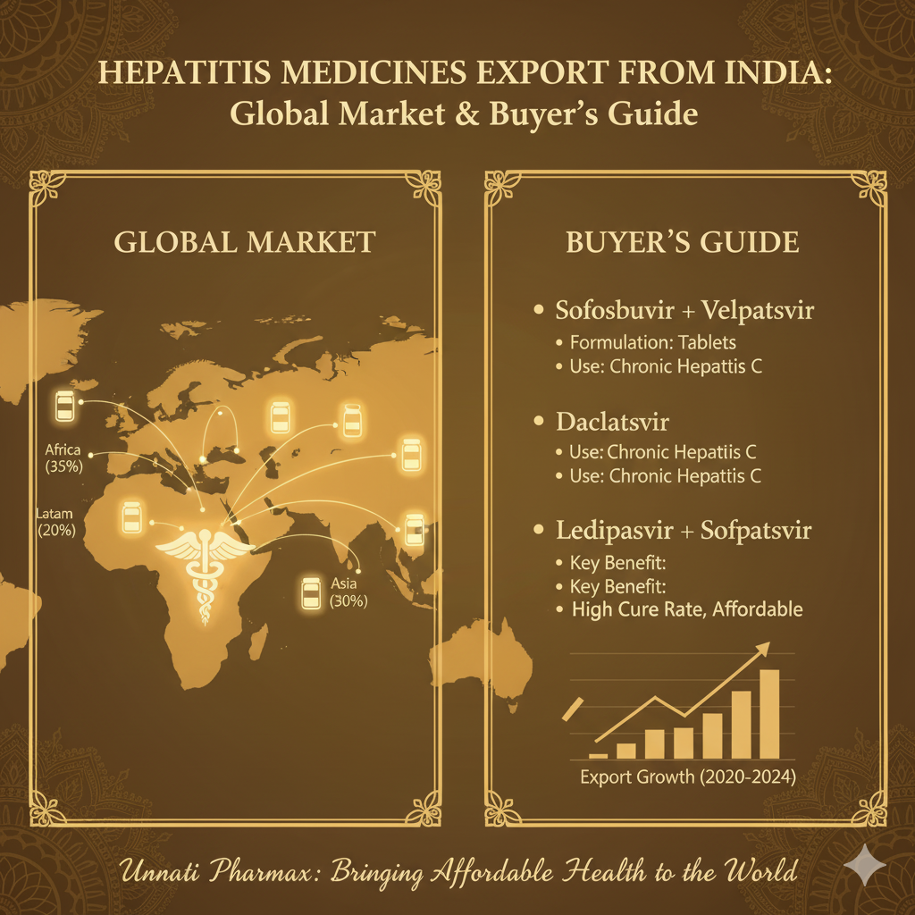 hepatitis medicine exporter India, hepatitis B medicine supplier, hepatitis C antiviral exporter, liver care medicine distributor, Unnati Pharmax, antiviral medicine supplier, Tenofovir supplier, Sofosbuvir exporter, Daclatasvir bulk order, Ledipasvir exporter, Velpatasvir distributor, hepatitis medicines Philippines, hepatitis medicines UAE, generic antiviral drugs India, antiviral bulk supplier, WHO GMP antiviral medicines, global hepatitis medicine export, liver care medicine India, antiviral drugs Germany, hepatitis treatment India, pharma exporter from India, hospital antiviral supplier, medicine export company India, hepatitis medicine online, Unnati Pharmax hepatitis, antiviral wholesale, Entecavir supplier India, antiviral distributor worldwide