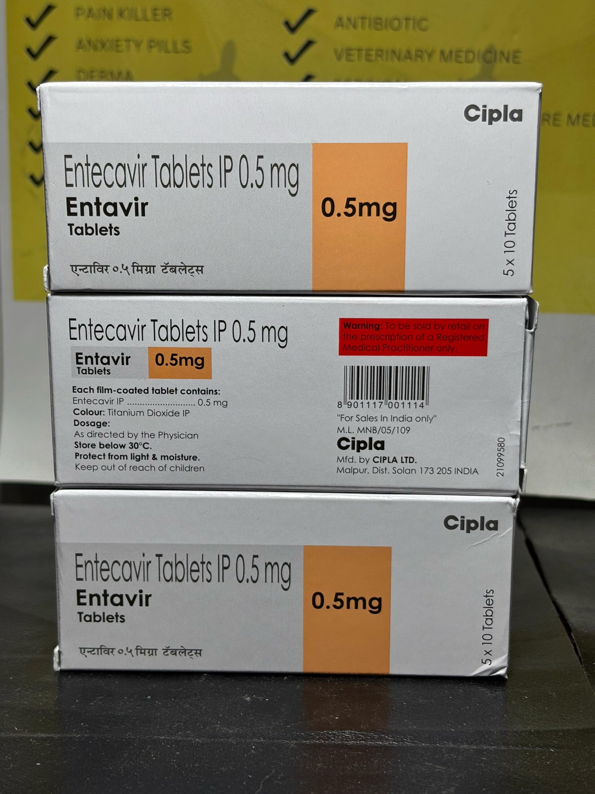Entavir Entecavir 0.5 mg tablets for Hepatitis B treatment export from India